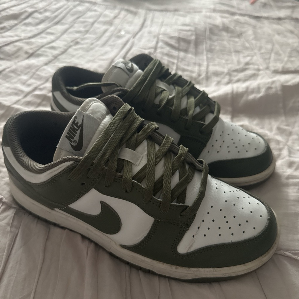 Nike Olive Green and White Sneakers